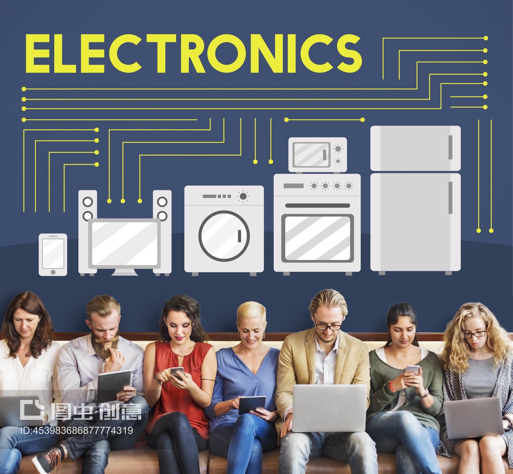 人们与设备和电子产品坐在一起people sit with devices and electronics